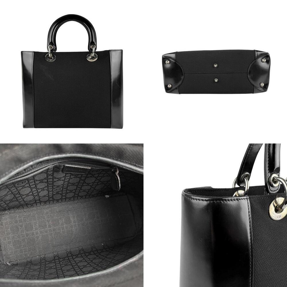 Dior leather Shoulder canvas Lady silver Bag Christian  black 2way Silver Black - Picture 3 of 5